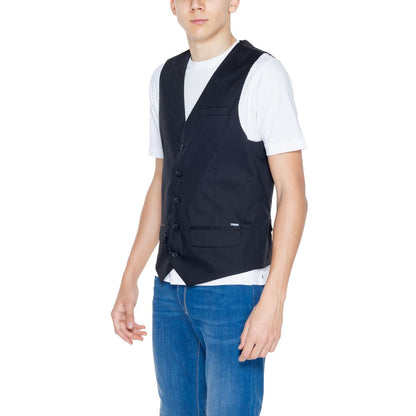 Gianni Lupo Black Cotton Suit Vest for Men