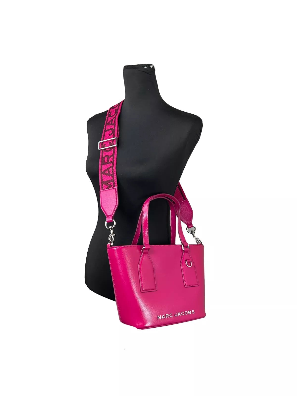 Marc Jacobs Small Saffiano Leather Tote Crossbody Bag in Lipstick Pink