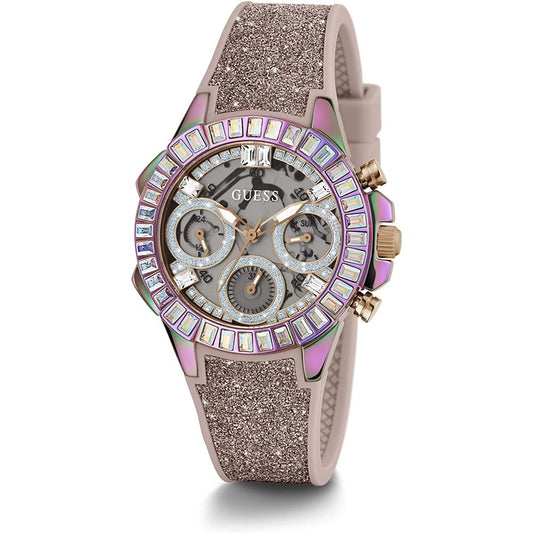 Guess Women’s Watch, Multicolour Design, Pink Silicone Strap
