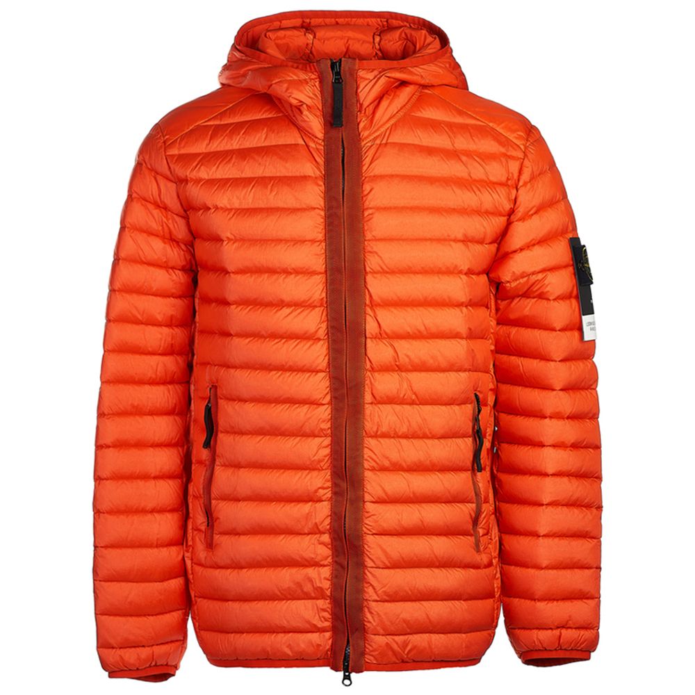 Stone Island Orange Nylon Jacket - Stylish Down Layering