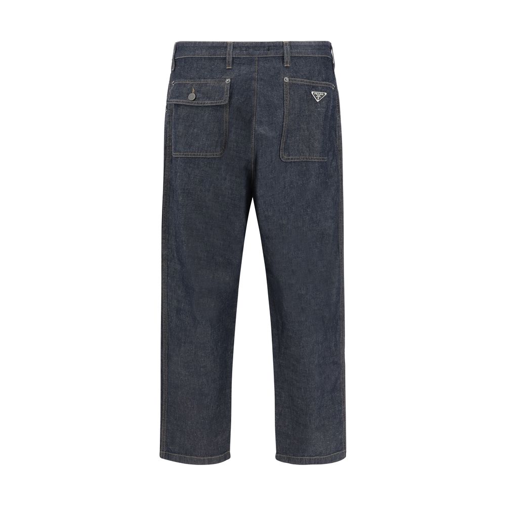 Prada Baggy Wide-Leg Cotton Pants