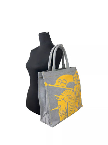 Burberry EKD Canvas Tote Bag with Coin Pouch in Sunflower Gray