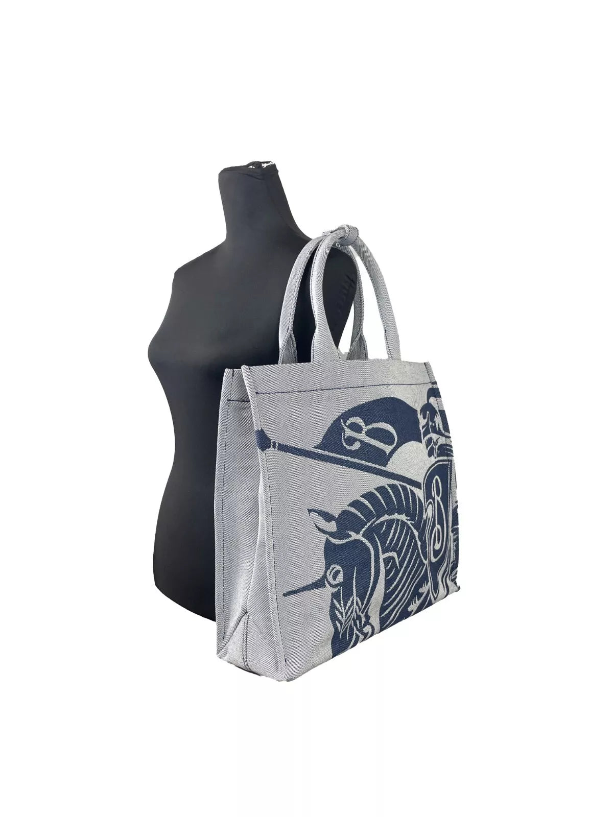 Burberry Navy EKD Canvas Tote Bag with Coin Pouch