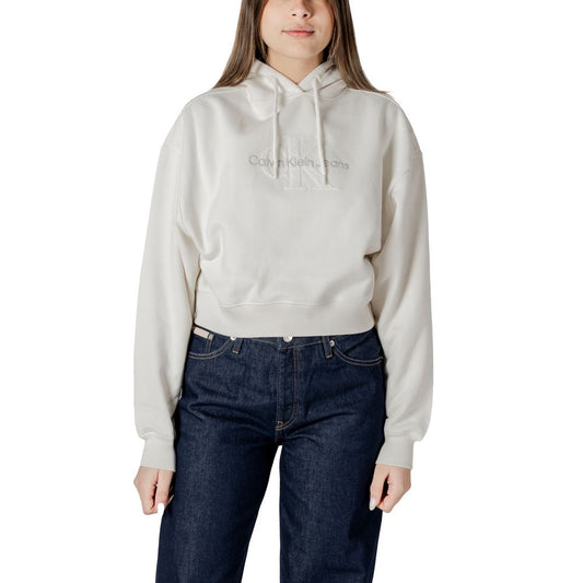 Calvin Klein Jeans Cream Cotton Hoodie for Women