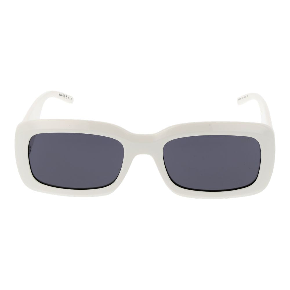 Hugo Boss Unisex Sunglasses – White Rectangle Frame with Grey Lenses, 56mm