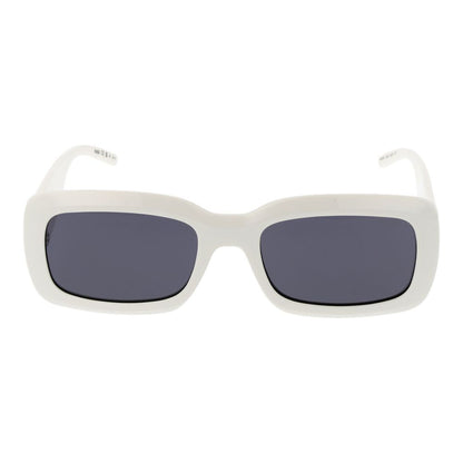 Hugo Boss Unisex Sunglasses – White Rectangle Frame with Grey Lenses, 56mm