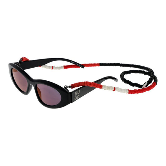 Hugo Boss Black Unisex Sunglasses – Cat Eye Frame with Mirrored Grey Lenses, 53mm