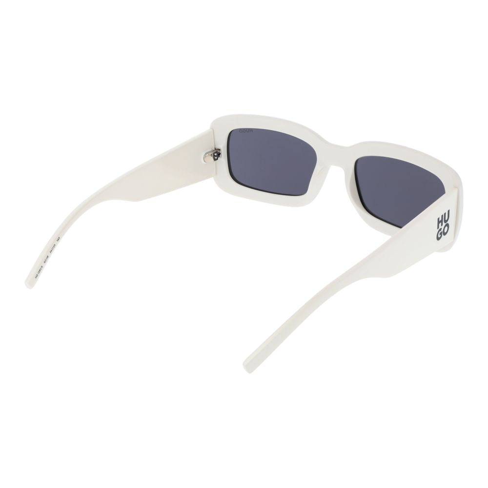Hugo Boss Unisex Sunglasses – White Rectangle Frame with Grey Lenses, 56mm