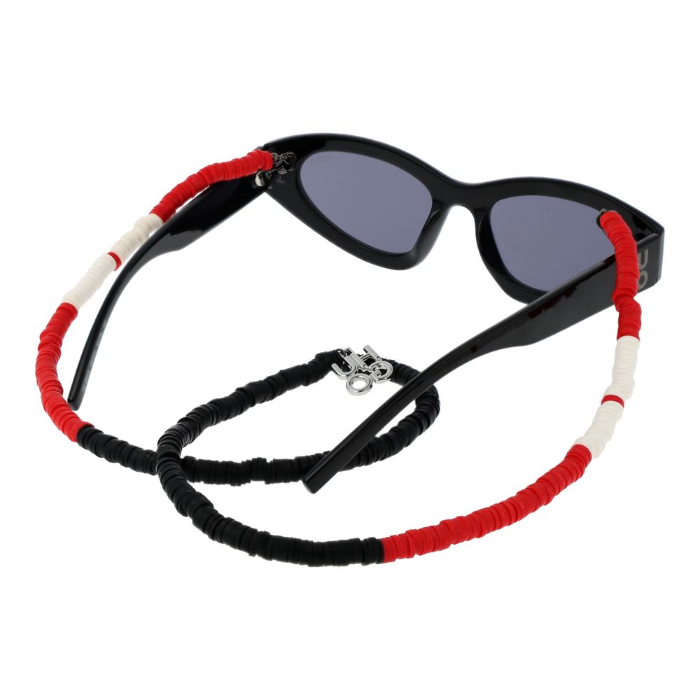 Hugo Boss Black Unisex Sunglasses – Cat Eye Frame with Mirrored Grey Lenses, 53mm
