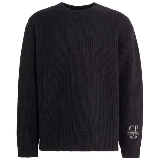 C.P. Company Men's Black Wool Ribbed Sweater