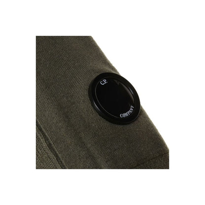 C.P. Company Green Wool Sweater: Iconic Goggle Crew-Neck Cardigan