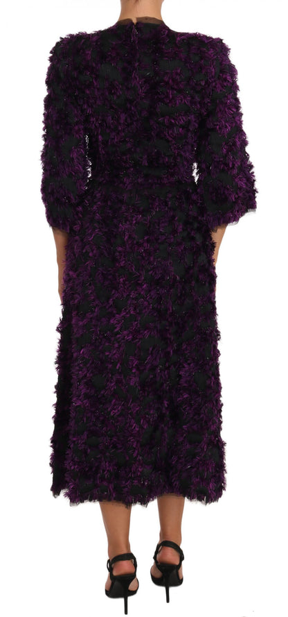  - Elegant Fringe Sheath Dress in Purple & Black