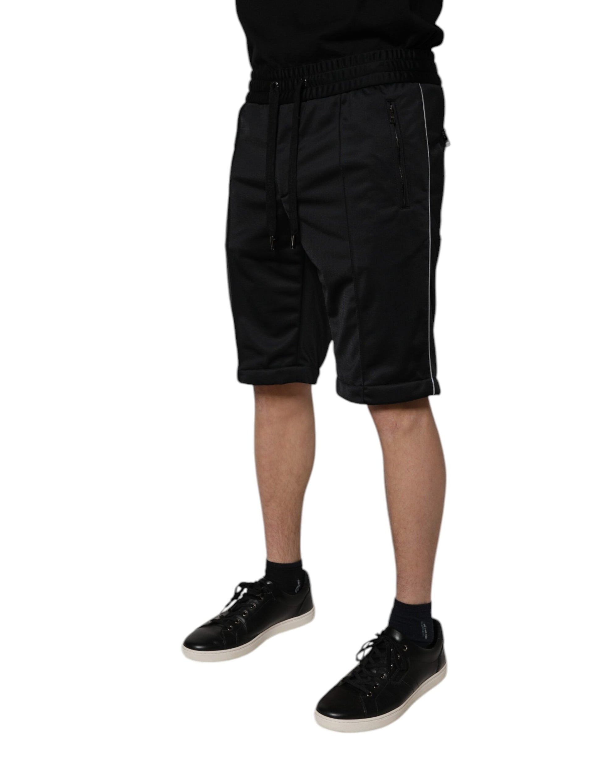 Dolce & Gabbana Black Polyester Mid Waist Men's Bermuda Shorts