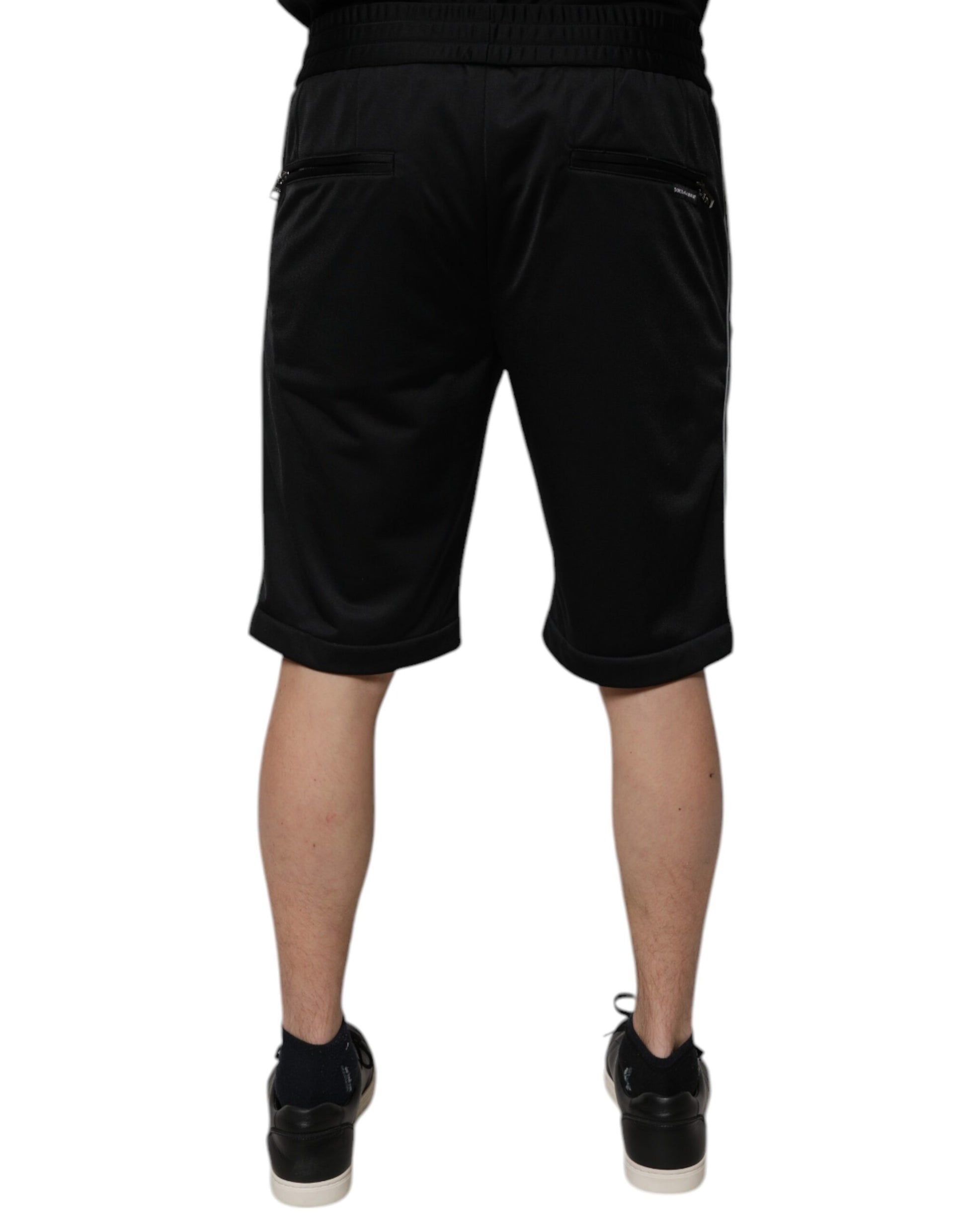 Dolce & Gabbana Black Polyester Mid Waist Men's Bermuda Shorts