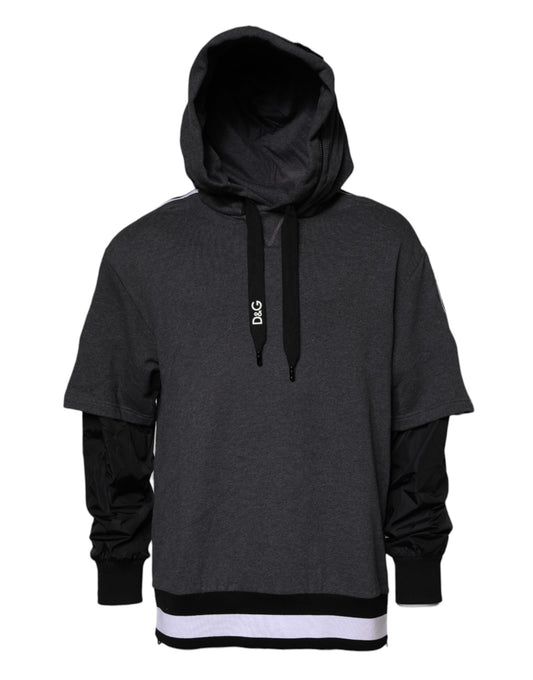 Dolce & Gabbana Melange Gray Cotton Hooded Sweatshirt