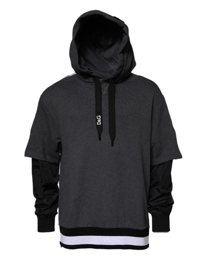 Dolce & Gabbana Melange Gray Cotton Hooded Sweatshirt