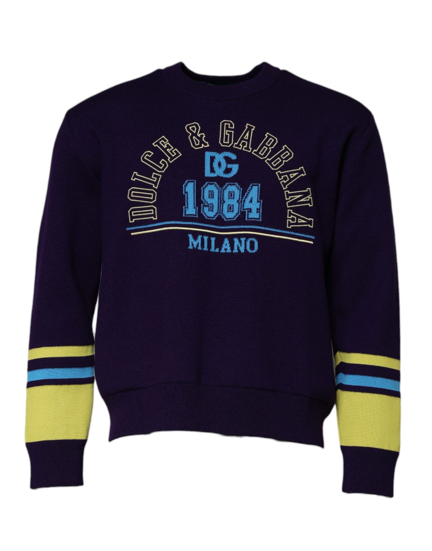 Dolce & Gabbana Blue 1984 Milano Crew Neck Sweatshirt Sweater