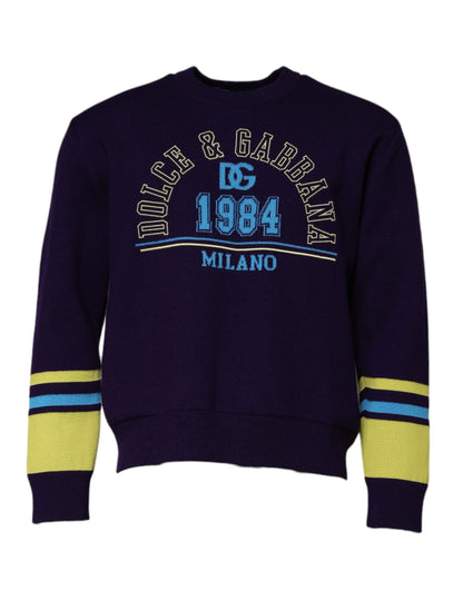 Dolce & Gabbana Blue 1984 Milano Crew Neck Sweatshirt Sweater