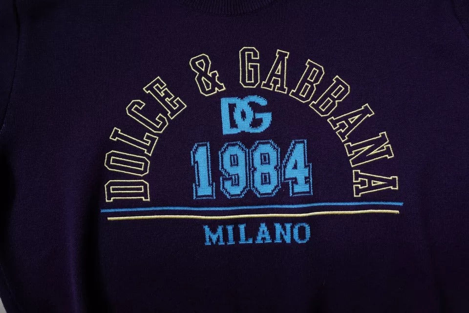 Dolce & Gabbana Blue 1984 Milano Crew Neck Sweatshirt Sweater