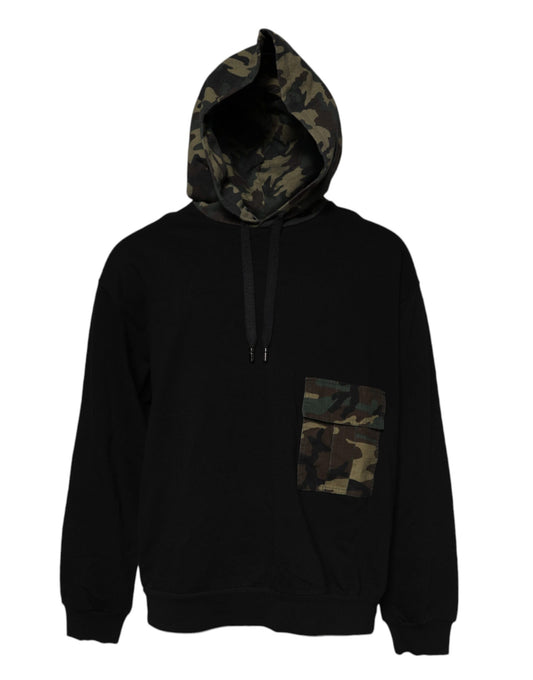 Dolce & Gabbana Black Camouflage Hooded Sweatshirt