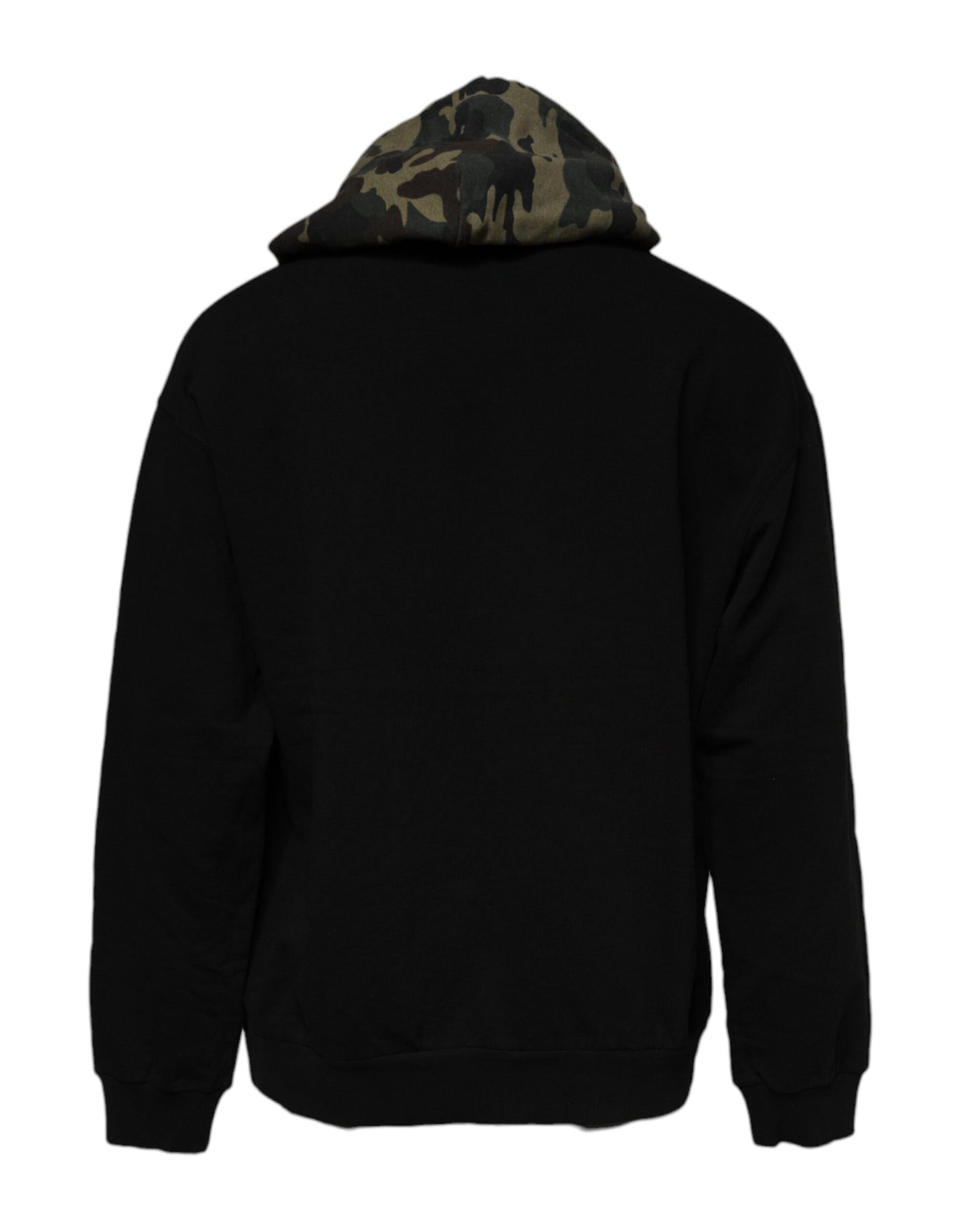 Dolce & Gabbana Black Camouflage Hooded Sweatshirt