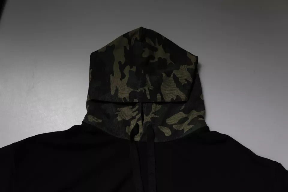 Dolce & Gabbana Black Camouflage Hooded Sweatshirt