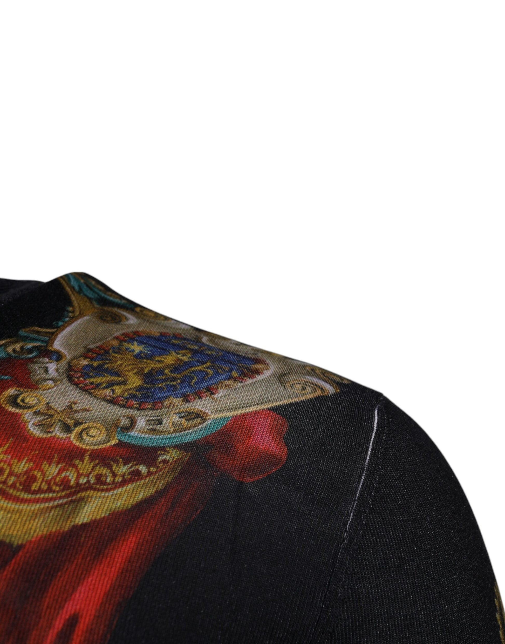 Dolce & Gabbana Black Heraldic DG Silk Round Neck Pullover Men's Sweater – 100% Authentic
