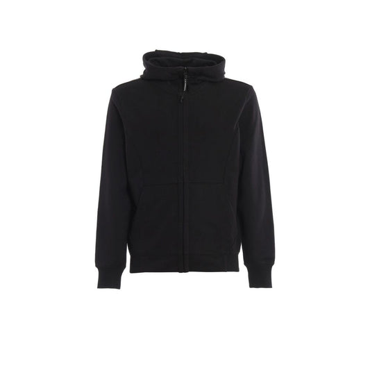 C.P. Company Black Cotton Sweatshirt with Hood and Goggle