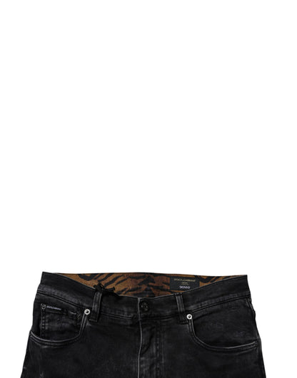 Dolce & Gabbana Black Tattered Cotton Skinny Denim Jeans