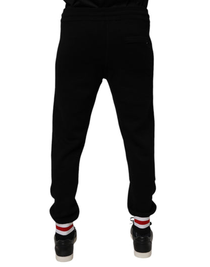Dolce & Gabbana Black Wool Mid Waist Jogger Sweatpants