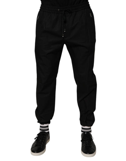 Dolce & Gabbana Black Cotton Men Jogger Sweatpants