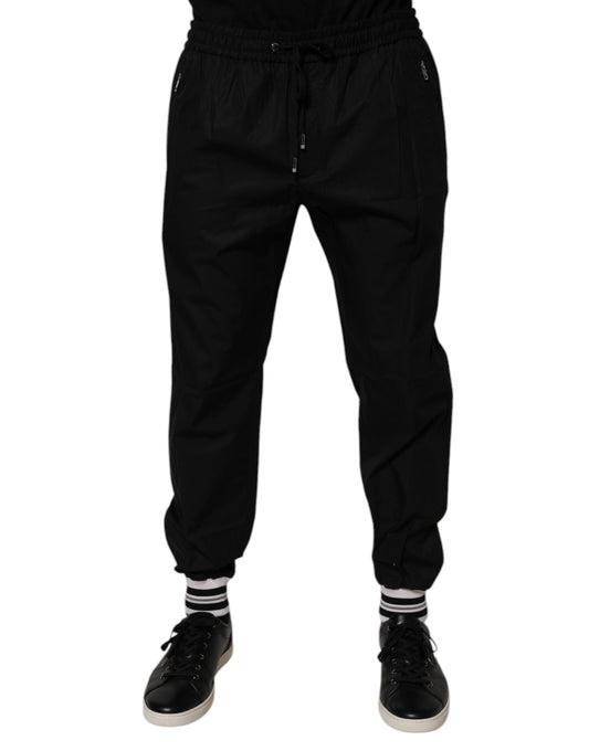Dolce & Gabbana Black Cotton Men Jogger Sweatpants