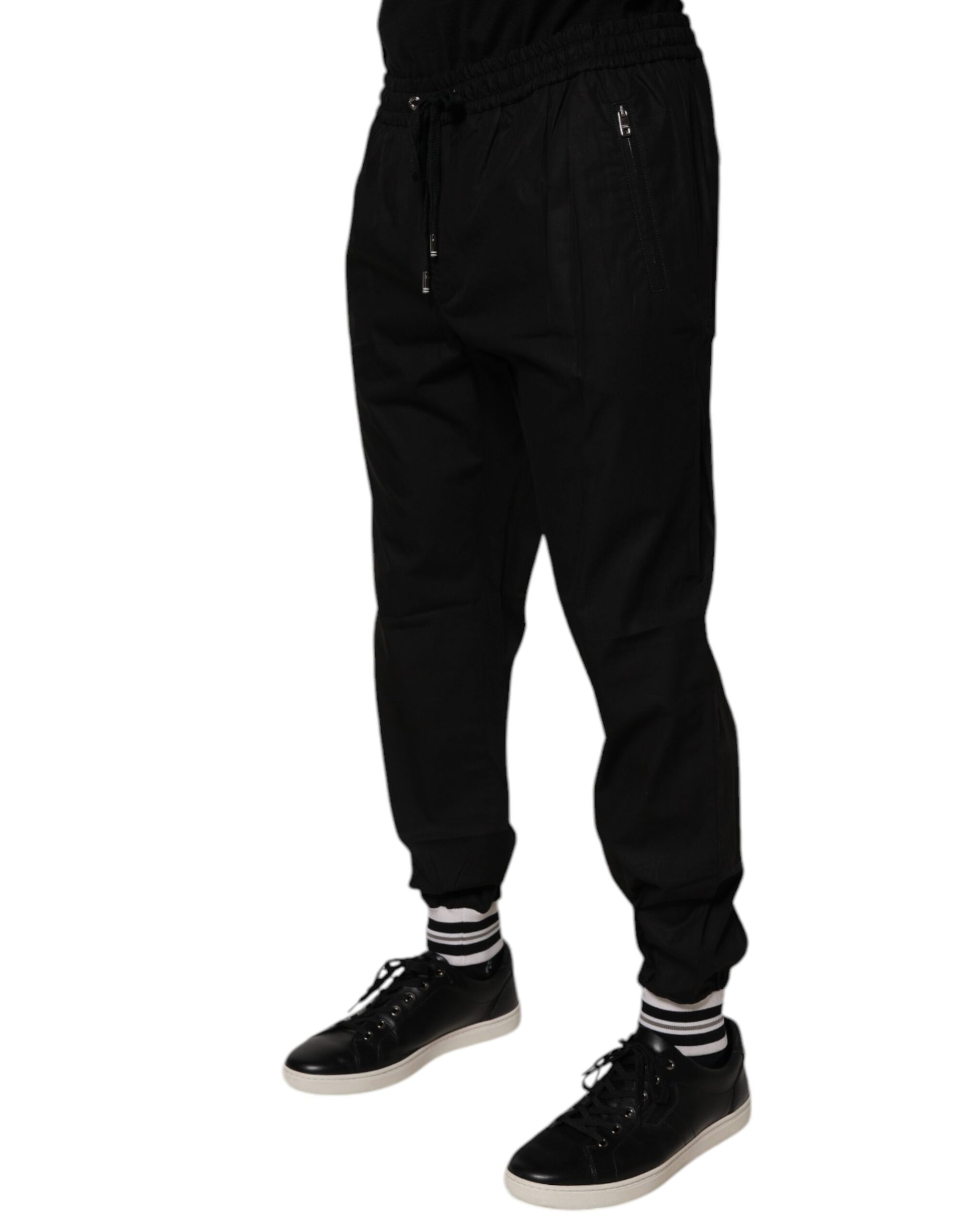 Dolce & Gabbana Black Cotton Men Jogger Sweatpants
