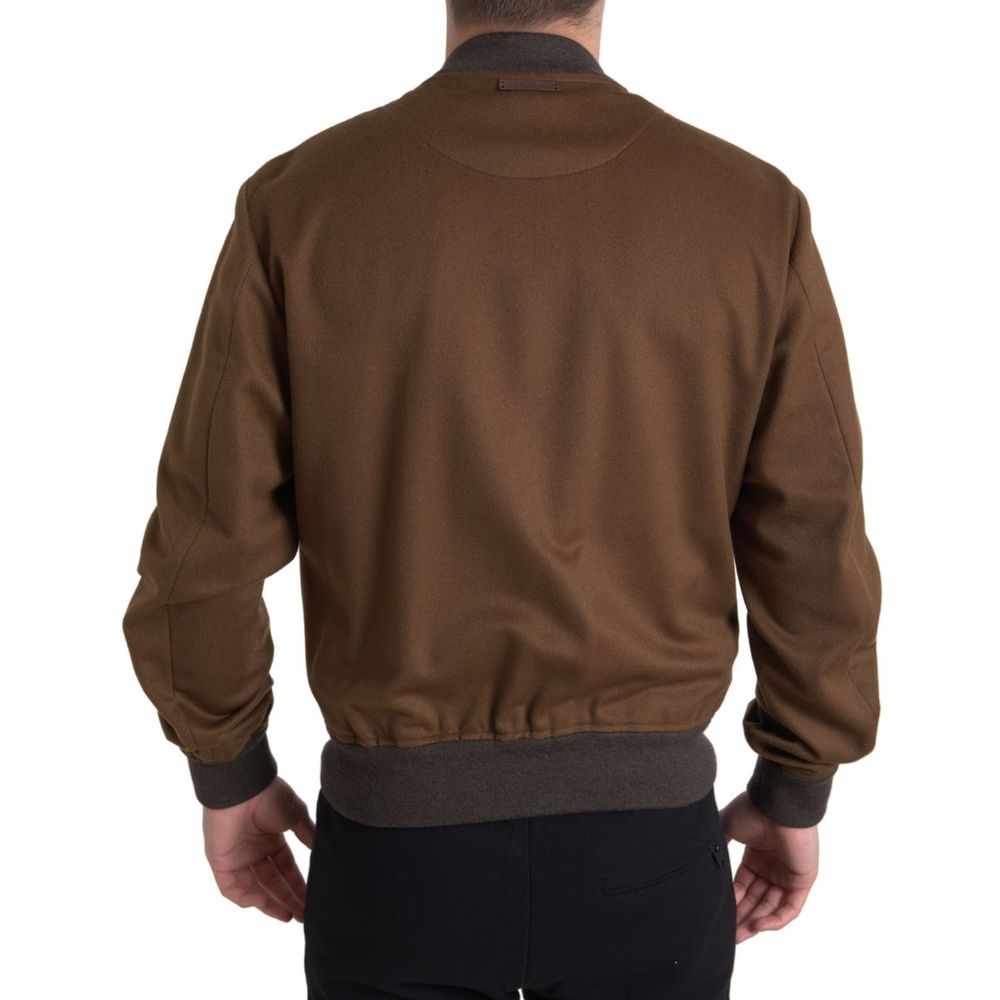 Dolce & Gabbana Brown Cashmere Bomber Jacket