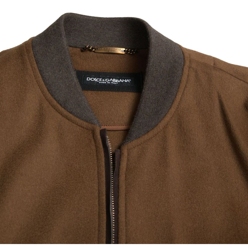 Dolce & Gabbana Brown Cashmere Bomber Jacket