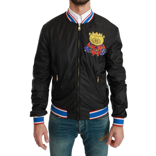 Dolce & Gabbana Black Material Bomber Jacket