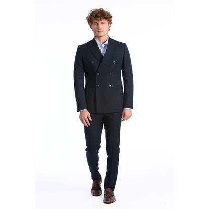 Baldinini Trend Blue Wool Suit - Double Breasted Elegance