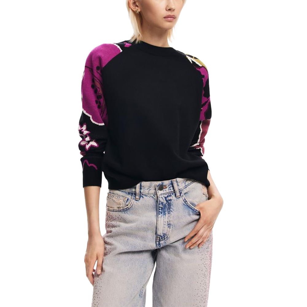 Desigual Black Polyamide Floral Sweater for Women