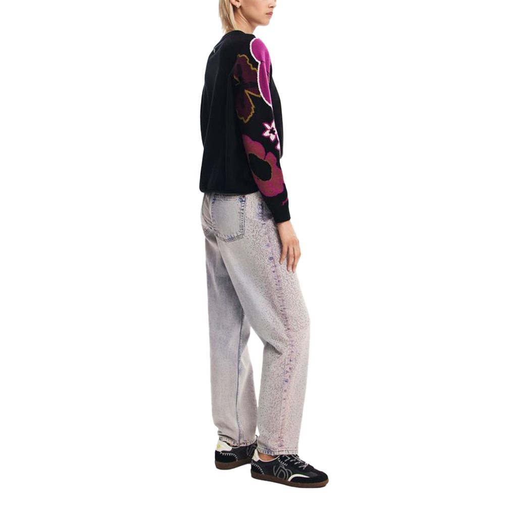 Desigual Black Polyamide Floral Sweater for Women