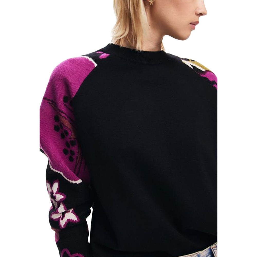Desigual Black Polyamide Floral Sweater for Women