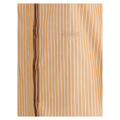 PINKO Orange Short Sleeve Striped Shirt