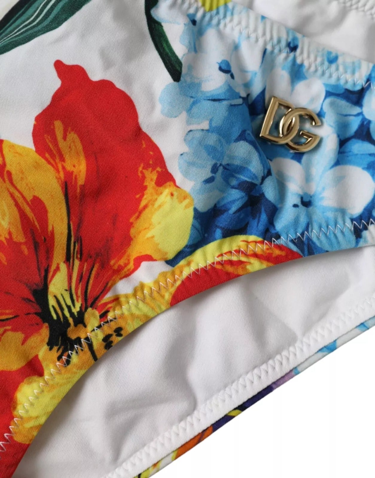 Dolce & Gabbana White Floral Print Bikini Bottom
