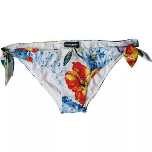 Dolce & Gabbana White Floral Print Bikini Bottom
