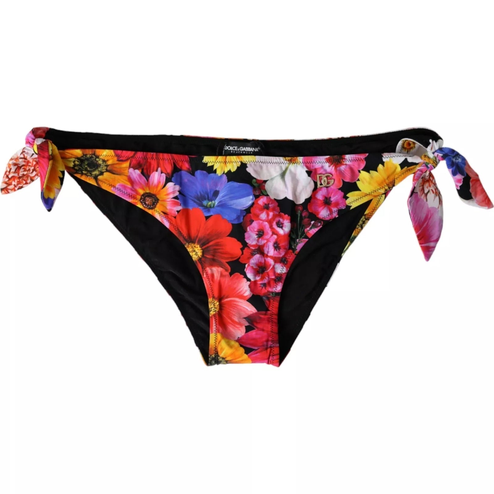 Dolce & Gabbana Black Floral Print Bikini Bottom
