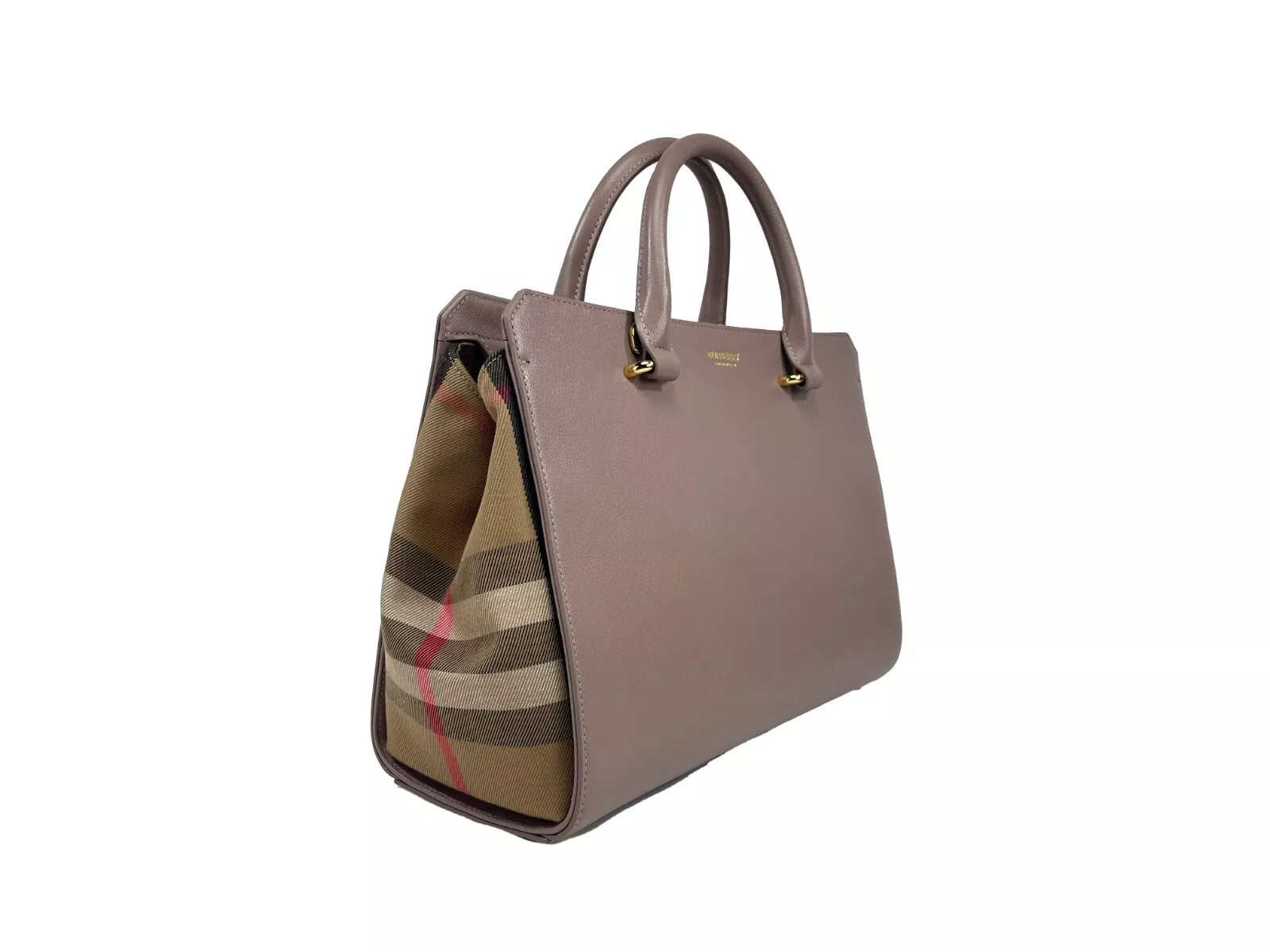 Burberry Small Banwell Leather Tote Bag in Grey Mink