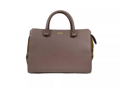 Burberry Small Banwell Leather Tote Bag in Grey Mink