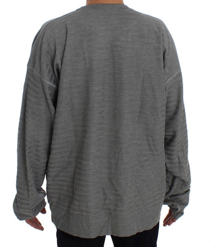  - Elegant Gray Silk Crewneck Pullover Sweater