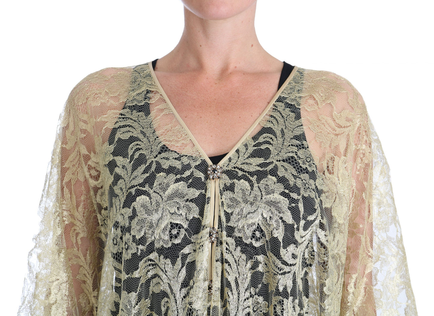  - Golden Floral Lace Kaftan Sundress