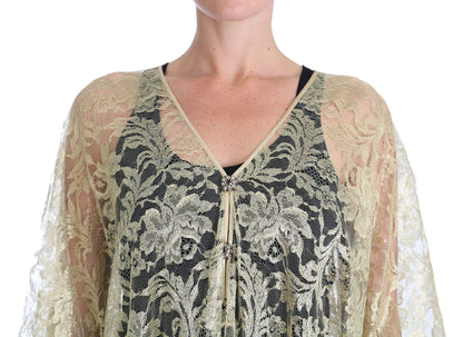  - Golden Floral Lace Kaftan Sundress