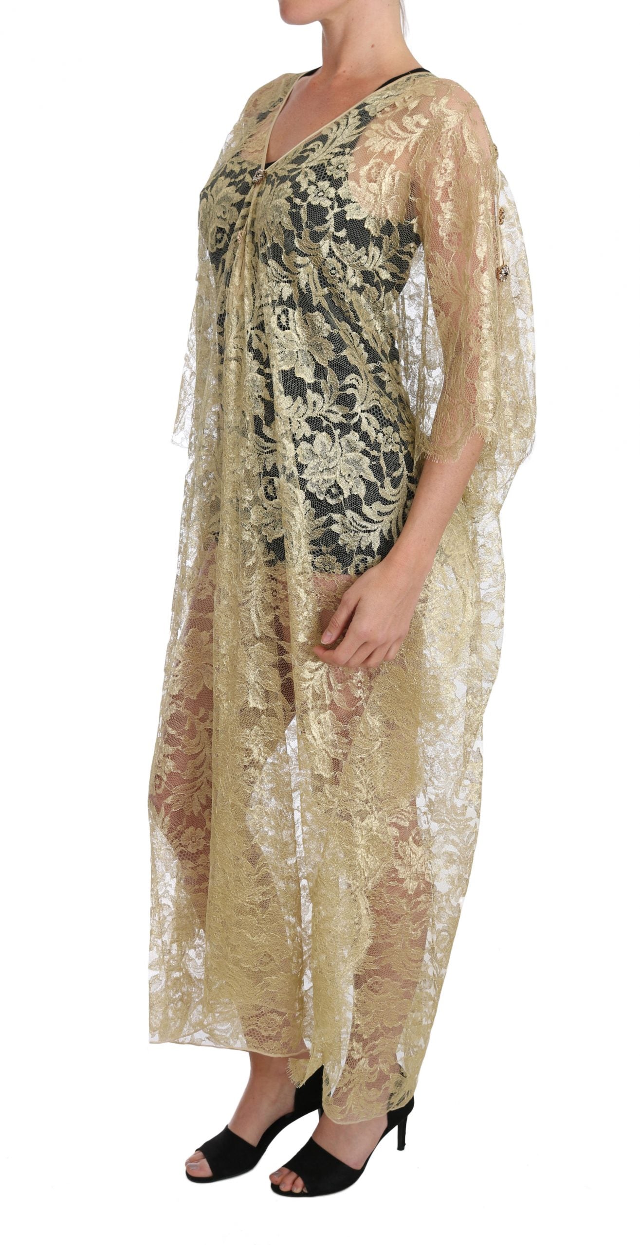  - Golden Floral Lace Kaftan Sundress